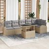 vidaXL Set Divano da Giardino 7 pcs beige e grigio chiaro polyrattan