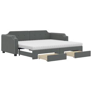 vidaXL Divano Letto Estraibile Cassetti Grigio Scuro 100x200cm Tessuto