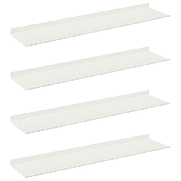 vidaXL Mensola sospesa 4 pcs Bianco 80 x 18 x 2,5 cm Acciaio