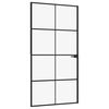 vidaXL Porta Interna Nera 102x201,5 Vetro Temperato Alluminio Sottile
