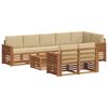 vidaXL Set divani 9 pcs Naturale e Beige Legno di Acacia Massello