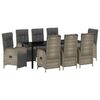 vidaXL Set da Pranzo per Giardino 9 pz Grigio polyrattan