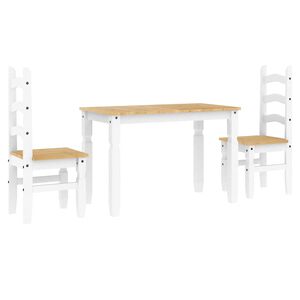 vidaXL Set da Pranzo 3 pz PANAMA Bianco in Legno Massello di Pino