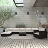 vidaXL Set Divani da Giardino 11 pz con Cuscini in Polyrattan Nero