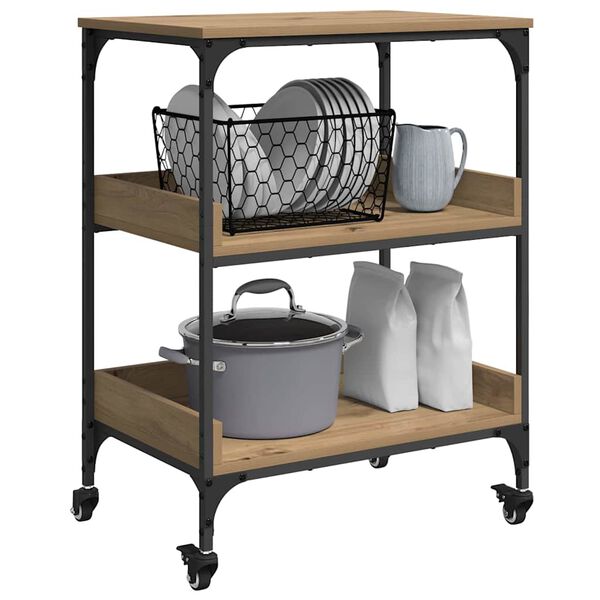 vidaXL Carrello da Cucina Rovere artigianale 60 x 41 x 80.5 cm