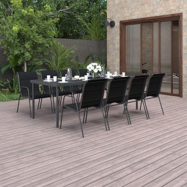 vidaXL Set da Pranzo per Giardino 9 pz in Acciaio
