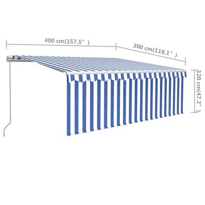 vidaXL Tenda Sole Retrattile Manuale con Parasole 4x3m Blu e Bianco