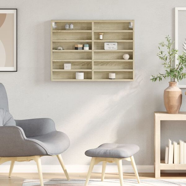 vidaXL Armadietto Vetrina Rovere Sonoma 80x8,5x58 cm Legno Multistrato