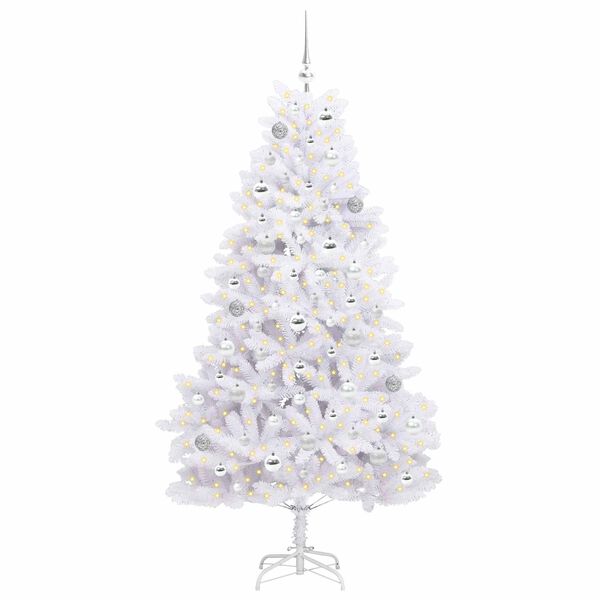 vidaXL Albero di Natale Artificiale con Rami Pieghevoli Bianco 180 cm