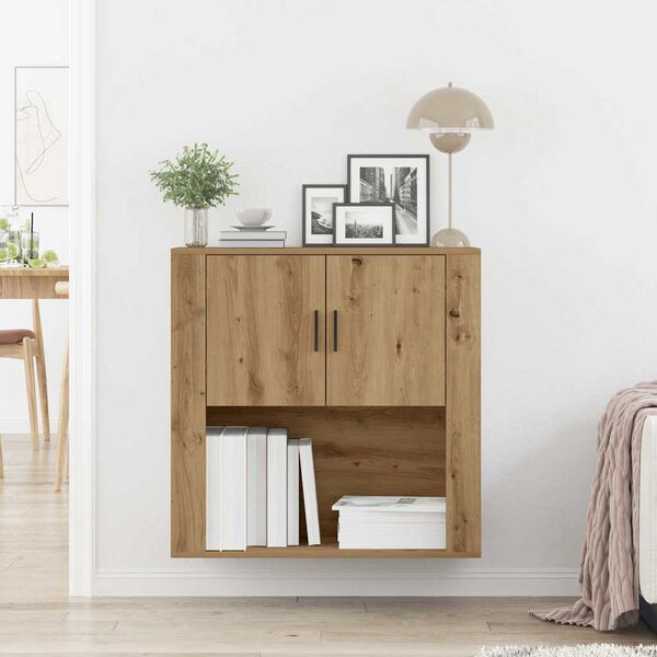 vidaXL Armadietto a muro con porta rovere artigianale 80 x 33 x 80 cm