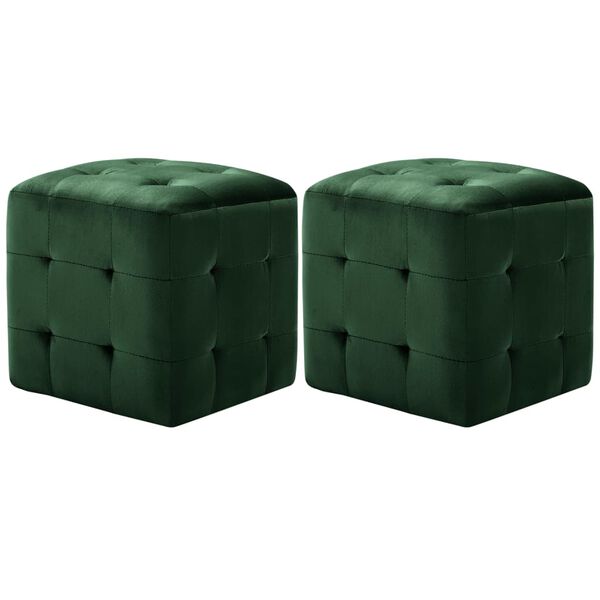 vidaXL Comodini 2 pz Verde 30x30x30 cm in Tessuto Vellutato