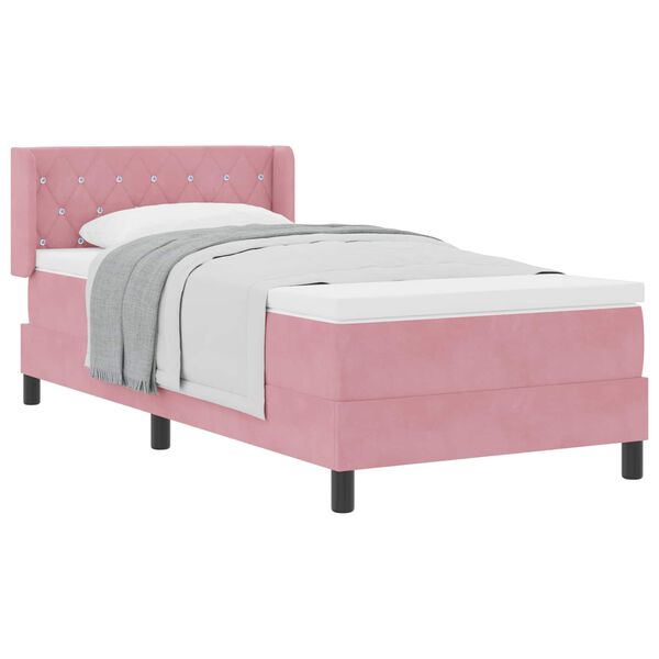 vidaXL Letto a molle con materasso Rosa 200 x 90 cm Velluto