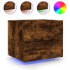 vidaXL Comodino a Parete con luci LED Rovere Fumo