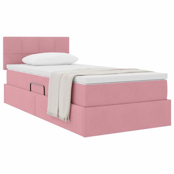 vidaXL Letto con Contenitore con materasso Rosa 90 x 200 cm Velluto