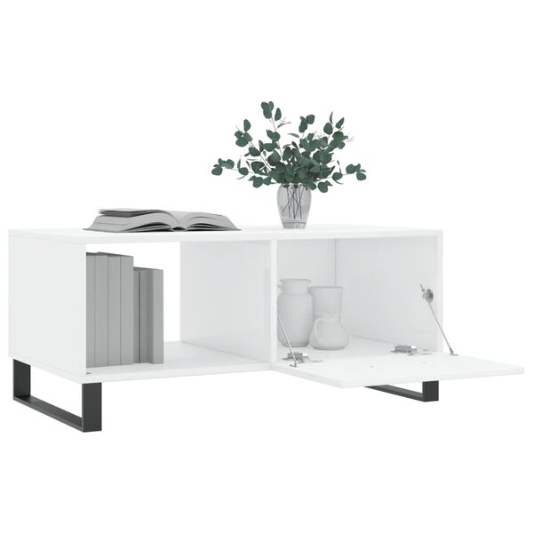 vidaXL Tavolino da Salotto Bianco Lucido 90x50x40 cm Legno Multistrato