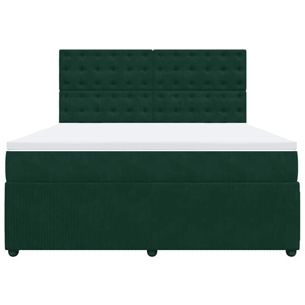 vidaXL Giroletto a Molle con Materasso Verde Scuro 180x200 cm Velluto