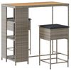 vidaXL Set Bar da Giardino 3pz con Cuscini Grigio in Polyrattan