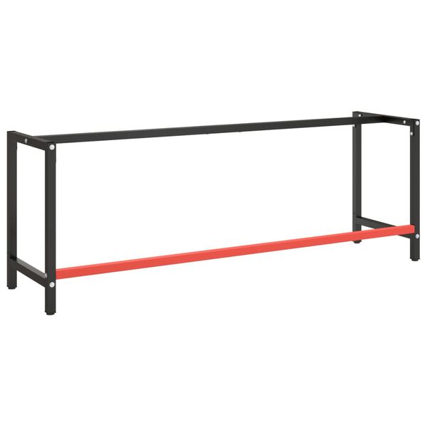 vidaXL Telaio Banco da Lavoro Nero e Rosso Opaco 220x57x79 cm Metallo