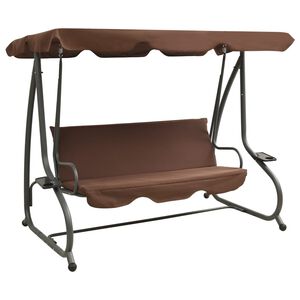 vidaXL Panchina a Dondolo da Giardino con Baldacchino Caff&egrave;