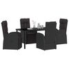 vidaXL Set da Pranzo per Giardino con cuscino 5 pcs Nero polyrattan