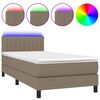 vidaXL Letto a Molle con Materasso e LED Tortora 100x200cm in Tessuto
