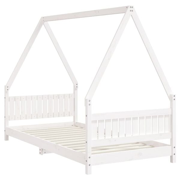 vidaXL Giroletto per Bambini Bianco 90x190cm in Legno Massello di Pino