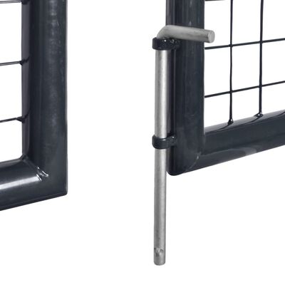 Cancello da giardino in rete, acciaio zincato, recinzione con serratura,  porta 120 x 100 cm, grigio
