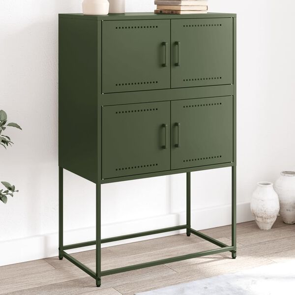 vidaXL Credenza Verde Oliva 68,5x38,5x107 cm in Acciaio