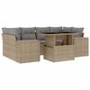 vidaXL Set Divani da Giardino 7 pz con Cuscini Beige in Polyrattan