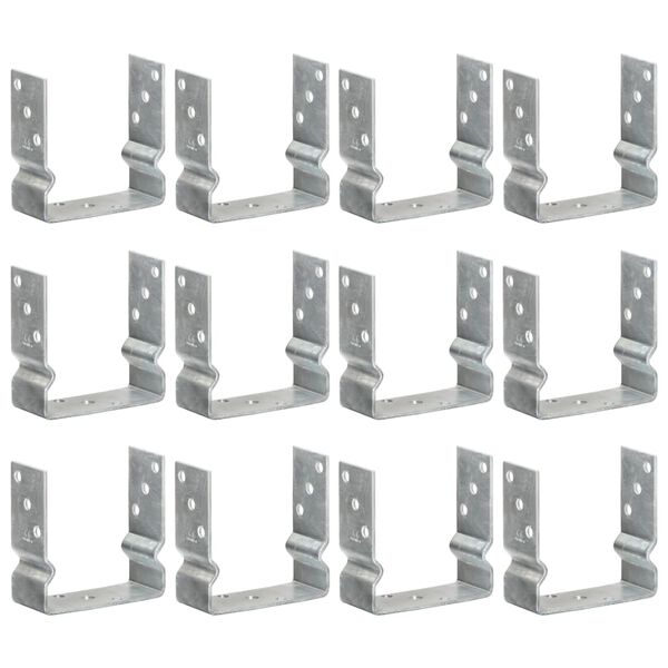 vidaXL Picchetti per Recinzione 12pz Argento 14x6x15cm Acciaio Zincato
