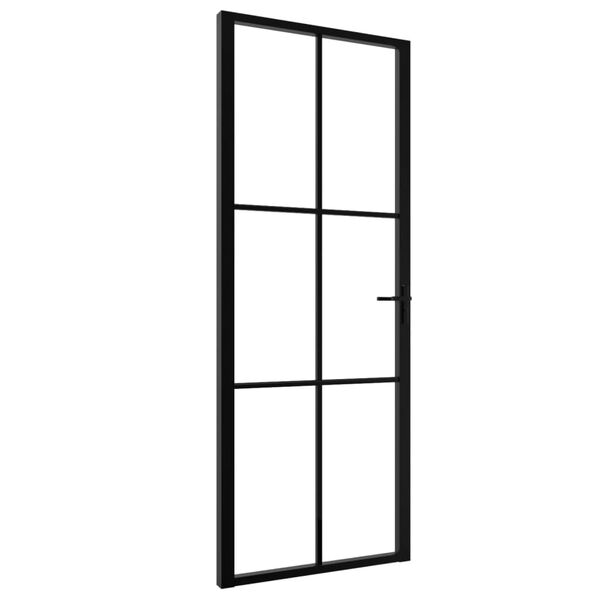 vidaXL Porta da Interno ESG Vetro e Alluminio 76x201,5 cm Nera