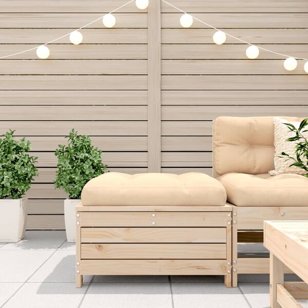 vidaXL Poggiapiedi da Giardino con Cuscino in Legno Massello di Pino
