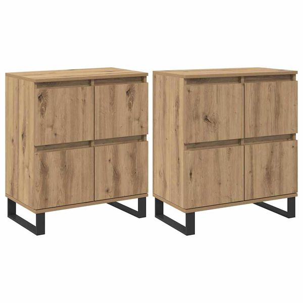 vidaXL Credenza 2 pcs Rovere artigianale 60 x 35 x 70 cm
