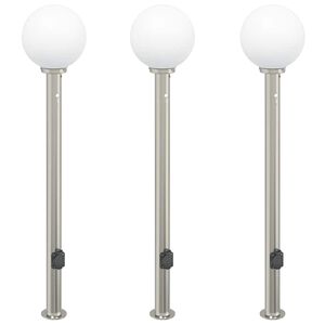 vidaXL Lampioni a dissuasore con sensore e presa 3 pz 120 cm Acciaio Inox IP44