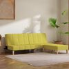 vidaXL Divano Letto a 2 Posti con Pouf Verde in Tessuto