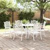 vidaXL Set da Pranzo per Giardino 7 pcs Bianco Alluminio