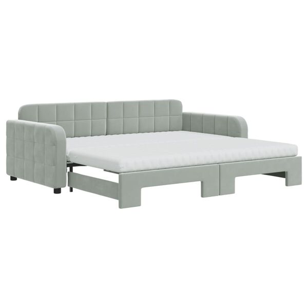 vidaXL Divano Letto Estraibile Materassi Grigio Chiaro 90x190 Velluto