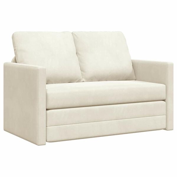 vidaXL Divano letto 122cm Crema Velluto