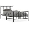 vidaXL Giroletto con Testiera e Pediera Metallo Nero 100x190 cm
