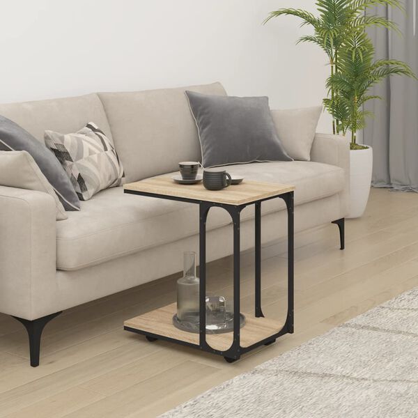 vidaXL Tavolino con Ruote Rovere Sonoma 50x35x55,5cm Legno Multistrato