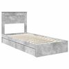 vidaXL Letto con Contenitore con testiera Grigio cemento 90 x 190 cm