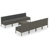 vidaXL Set Divani da Giardino 9 pz con Cuscini in Polyrattan Grigio