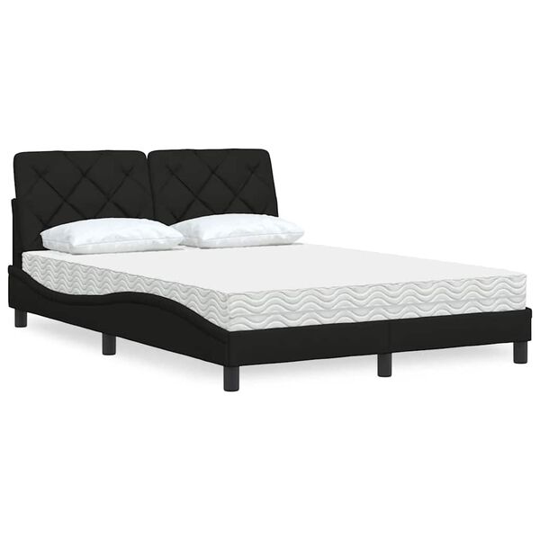vidaXL Letto con Materasso Nero 140x200 cm in Tessuto