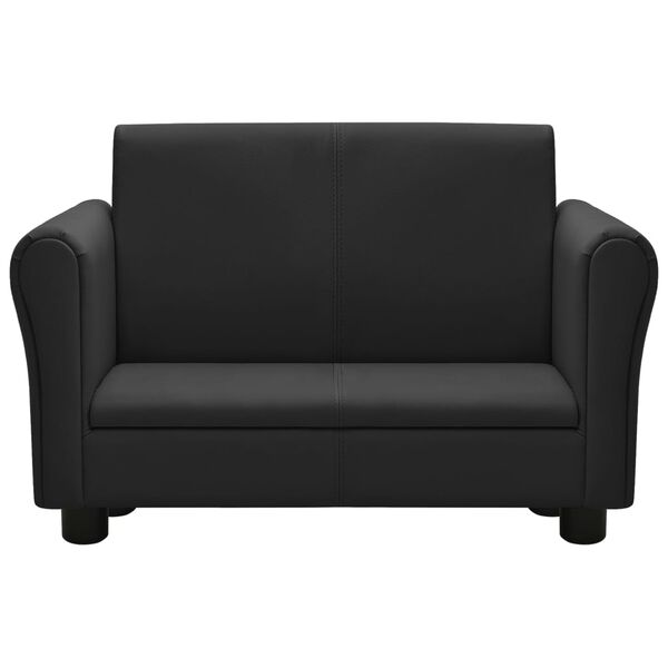 vidaXL Divano per Bambini con Sgabello Nero Similpelle