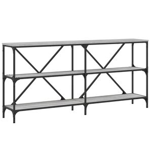 vidaXL Tavolino Grigio Sonoma 160x30x75cm in Legno Multistrato e Ferro