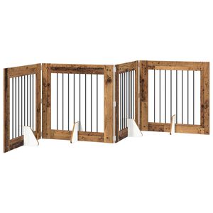 vidaXL Cancello per cani pieghevole con supporti 4 pz Legno antico