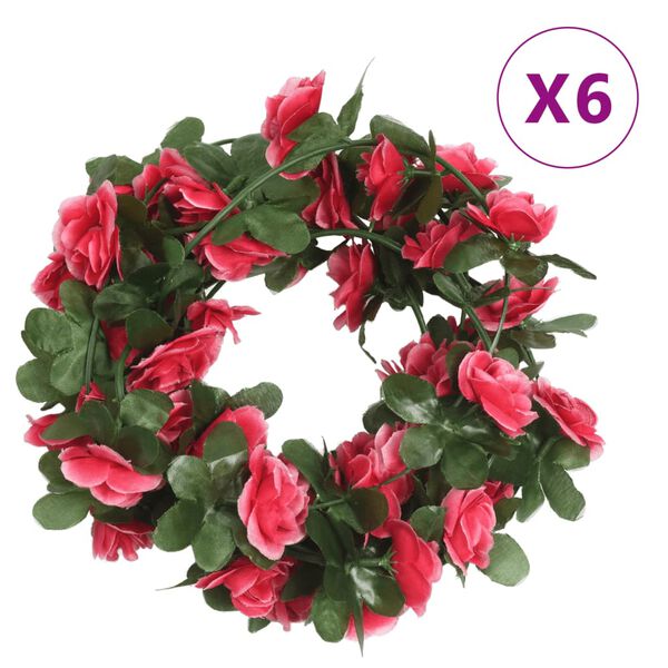 vidaXL Ghirlande Fiori Artificiali Natale 6 pz Rosa Rossa 250 cm