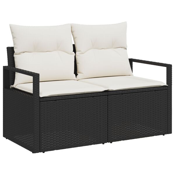 vidaXL Set di divani 8 pcs Nero e Crema polyrattan