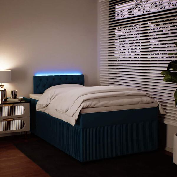 vidaXL Giroletto a Molle con Materasso Blu 120x190 cm in Velluto