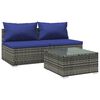 vidaXL Set Divani da Giardino 3 pz con Cuscini in Polyrattan Grigio